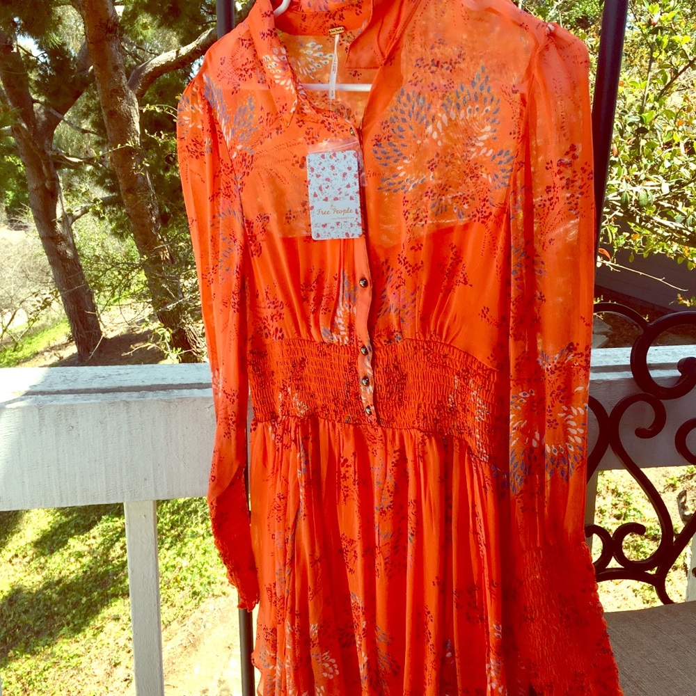 Free People Orange Blouse